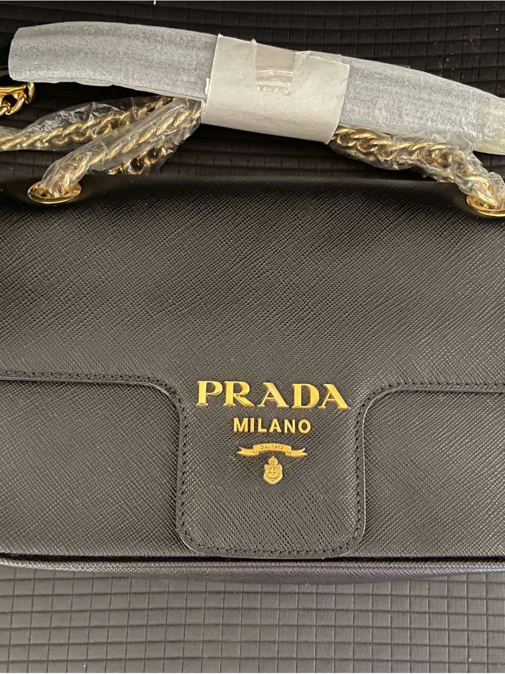 Prada Black Saffiano Leather Chain Shoulder Bag - Picture 4 of 13